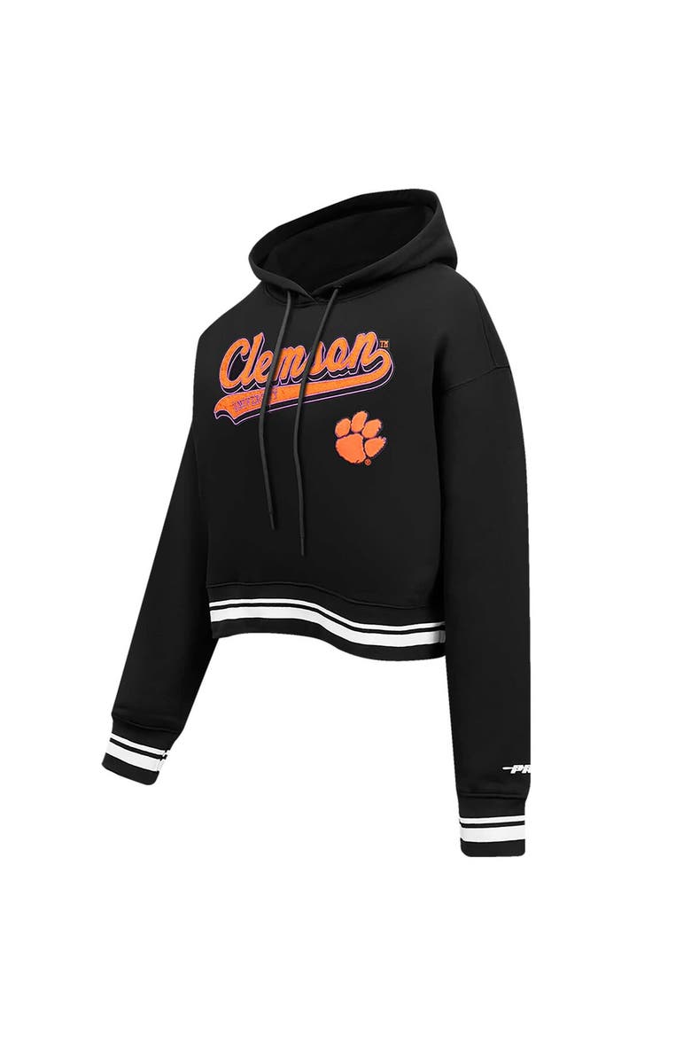 PRO STANDARD Women's Pro Standard Black Clemson Tigers Script Tail Fleece Cropped Pullover Hoodie, Alternate, color, Black