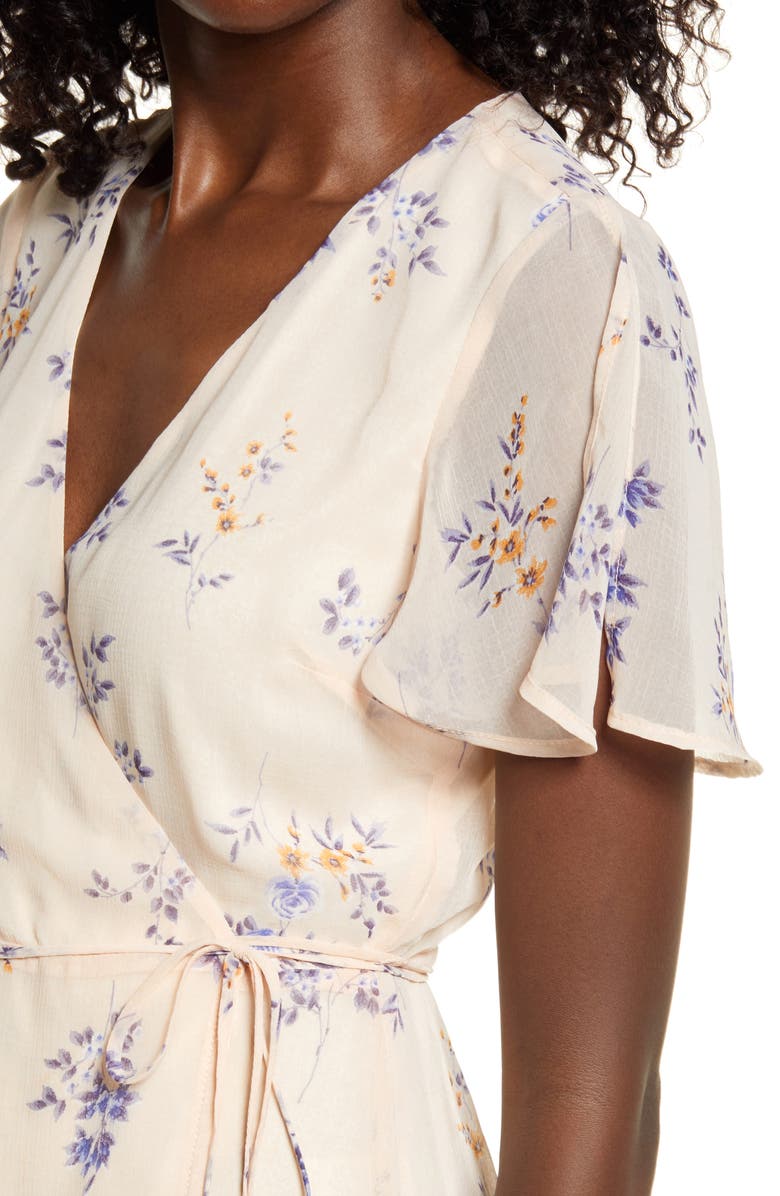 Lulus Fowler Floral Wrap Minidress, Alternate, color, 