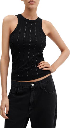 MANGO Sequin Stripe Tank | Nordstrom