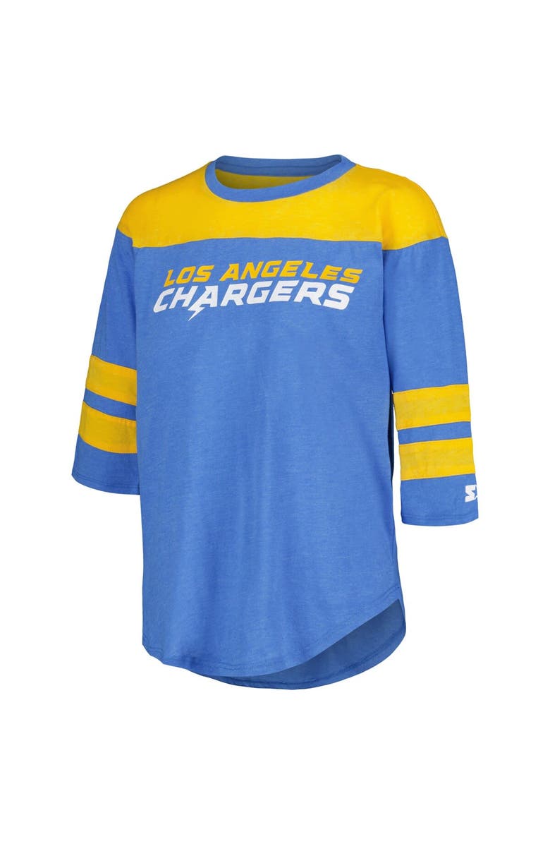STARTER Women's Starter Powder Blue Los Angeles Chargers Fullback Tri-Blend 3/4-Sleeve T-Shirt, Alternate, color, Powder Blue