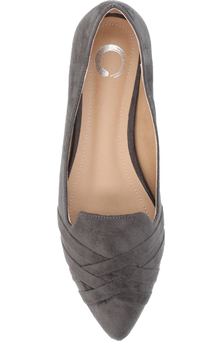 Journee Collection Mindee Crisscross Toe Flat - Wide Width Available, Alternate, color, Grey