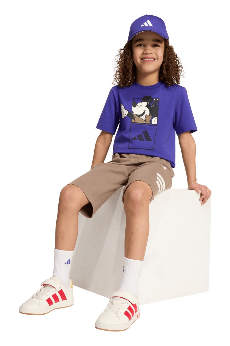 x Disney Kids' Mickey Mouse Graphic T-Shirt & Shorts Set, Alternate, color, PURE PURPLE/ OFF WHITE