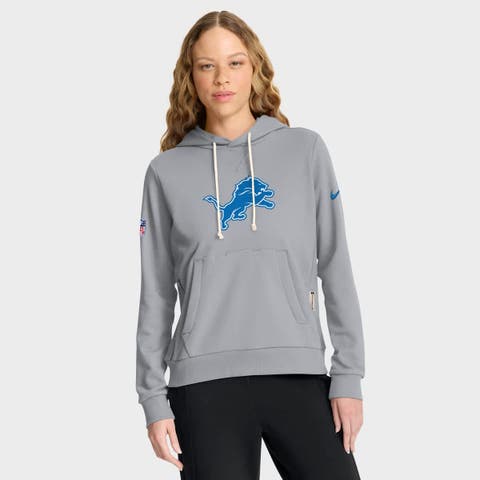 Women's Nike Gray Detroit Lions Sideline Standard Issue Initial Home Dri-FIT Hoodie
