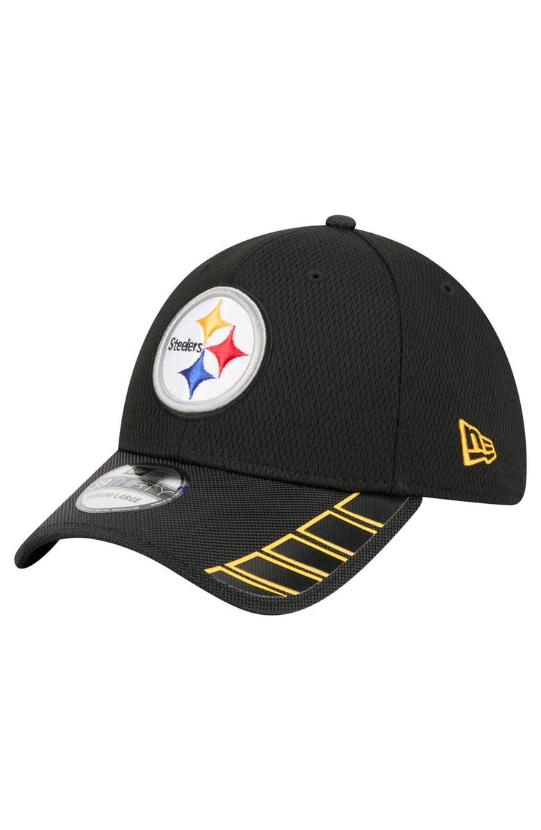 New Era Men's New Era Black Pittsburgh Steelers Visor Hit 39THIRTY Flex Hat, Main, color, 