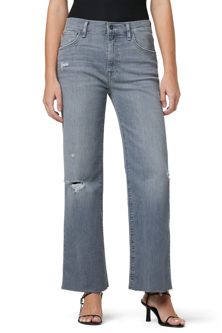 Rosalie High Waist Raw Hem Wide Leg Ankle Jeans, Main, color, DORSEY
