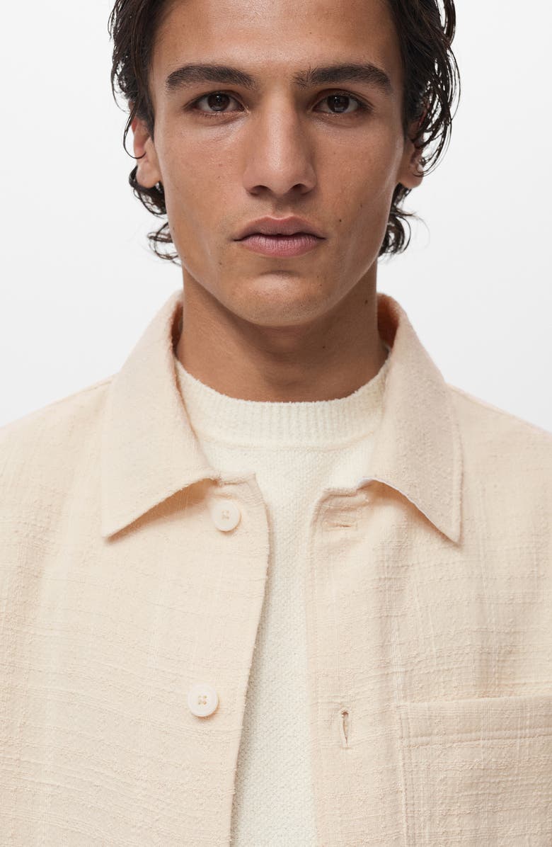 MANGO Structured Cotton Blend Overshirt, Alternate, color, Ivory White