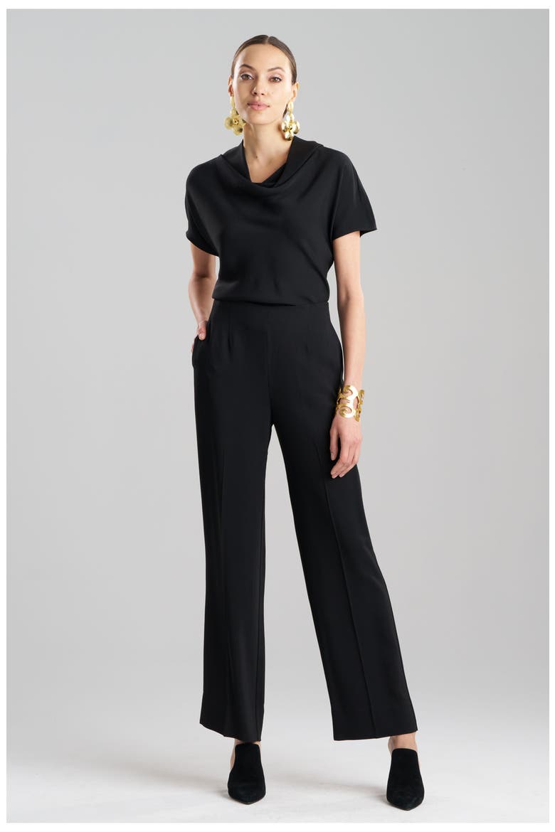Stretch Crepe Side Zip Trouser, Main, color, BLACK
