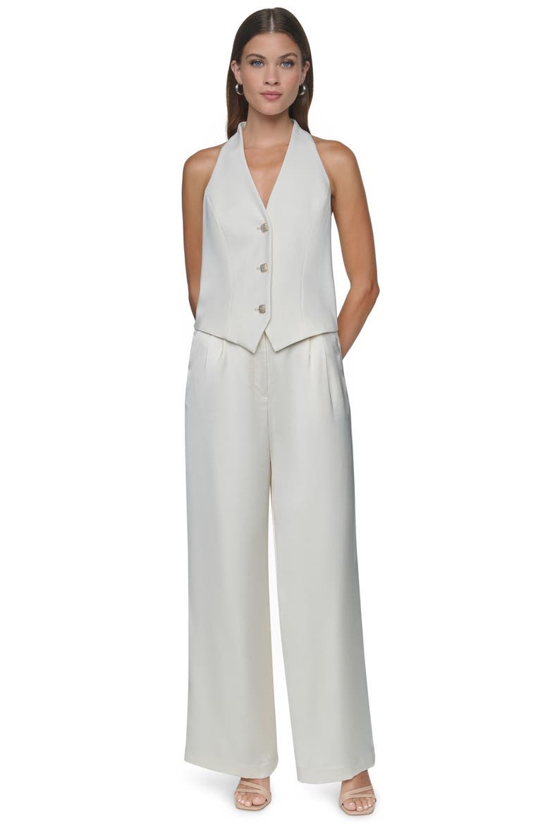 Halter Vest Wide-Leg Jumpsuit, Main, color, Antique White