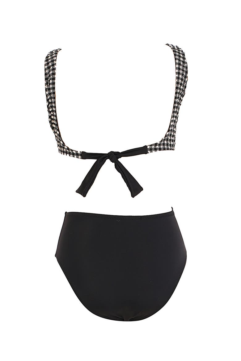 Checkered Cutout with Center Knot Detail, Alternate, color, Black