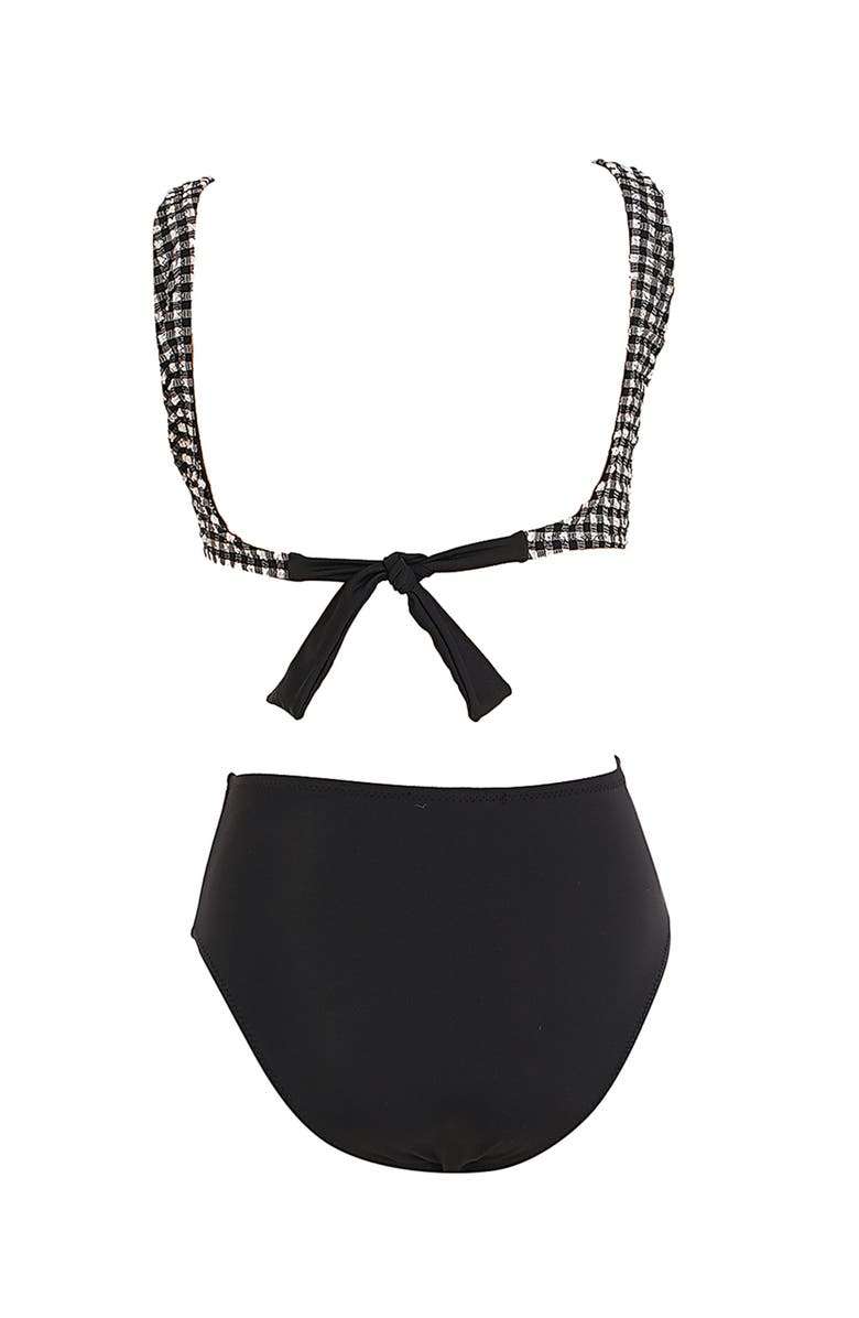 NESSI BYRD Checkered Cutout with Center Knot Detail, Alternate, color, Black