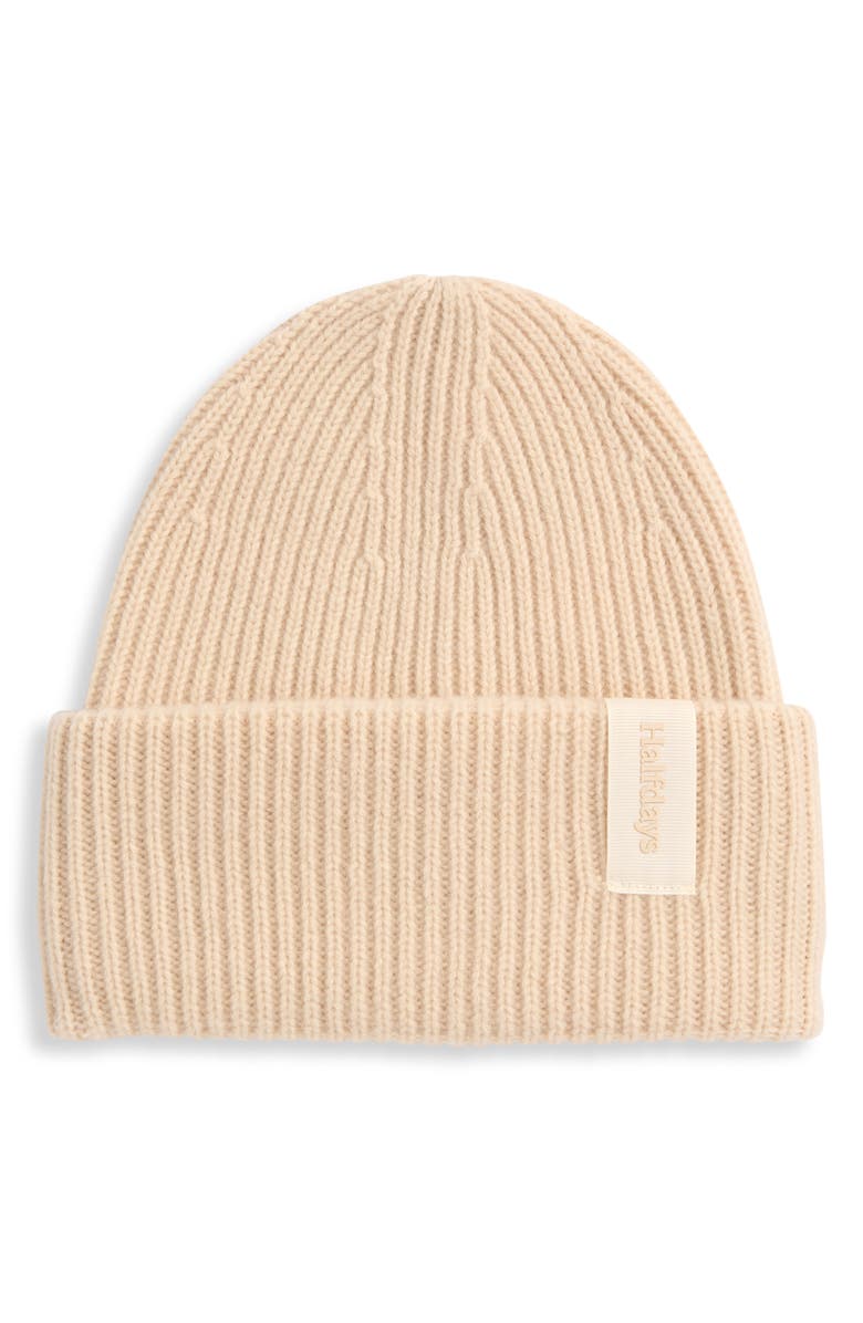 Halfdays Rib Merino Wool Beanie, Main, color, Oat Milk