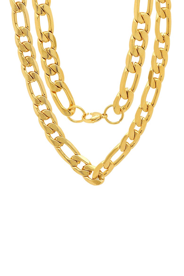 Men's Stainless Steel Figaro Link Necklace, Main, color, GOLD