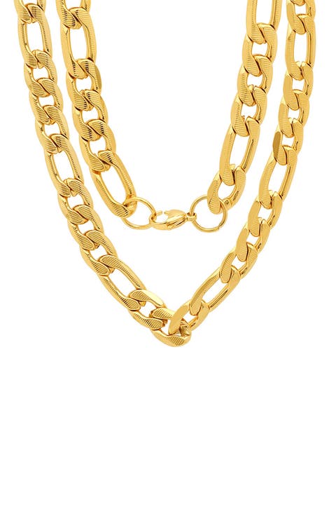 Men's Stainless Steel Figaro Link Necklace