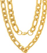 STEELTIME Men's Stainless Steel Figaro Link Necklace