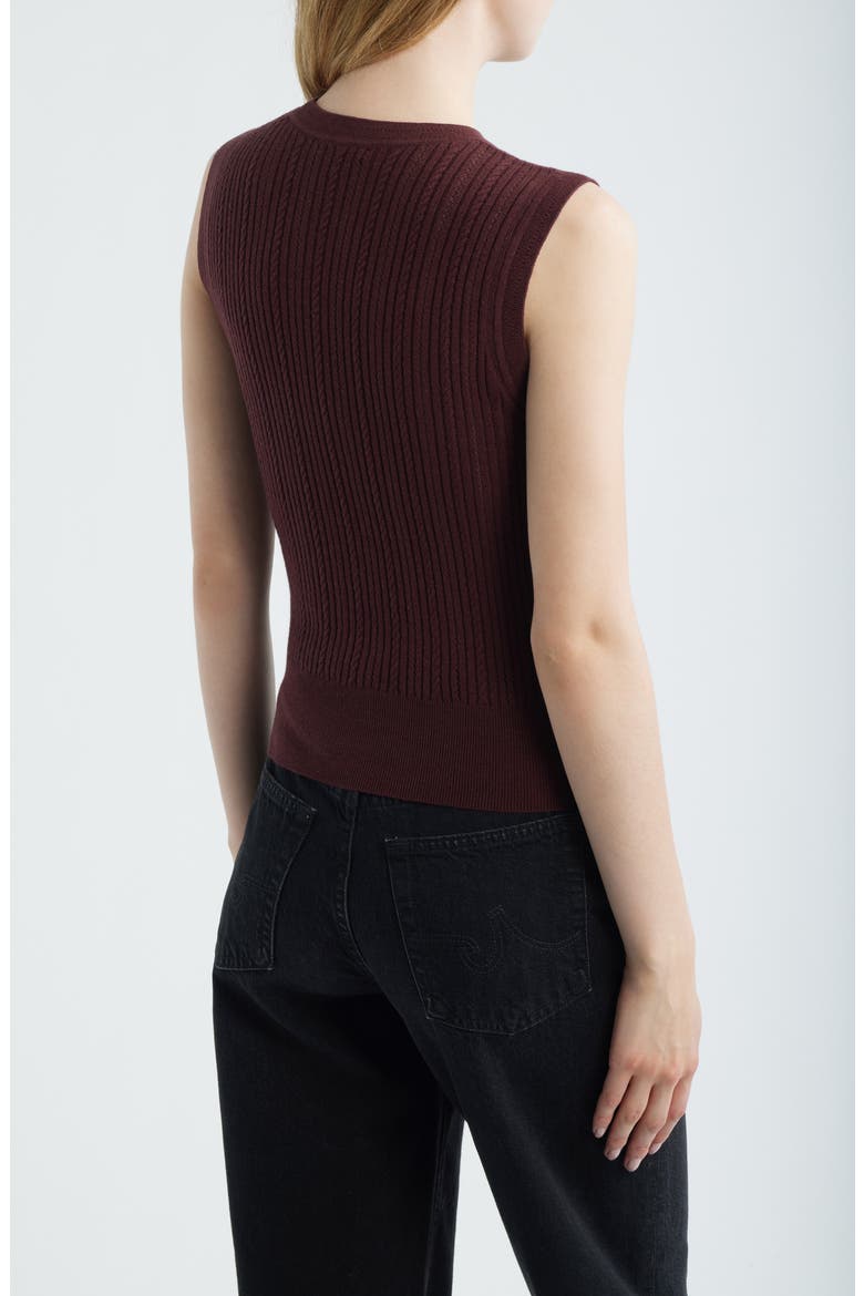 Meara Sleeveless Organic Cotton & Silk Blend Knit Top, Alternate, color, OXBLOOD
