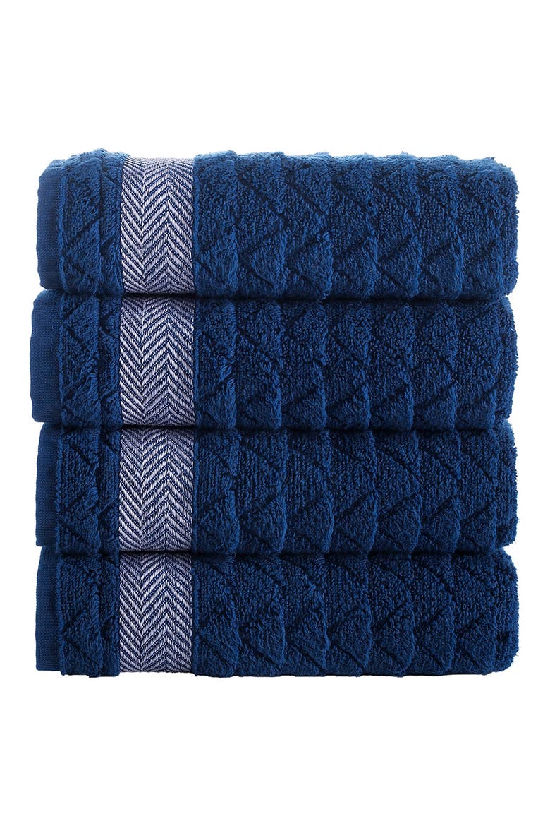 Herringbone Cotton Bath Towel, Alternate, color, NAVY