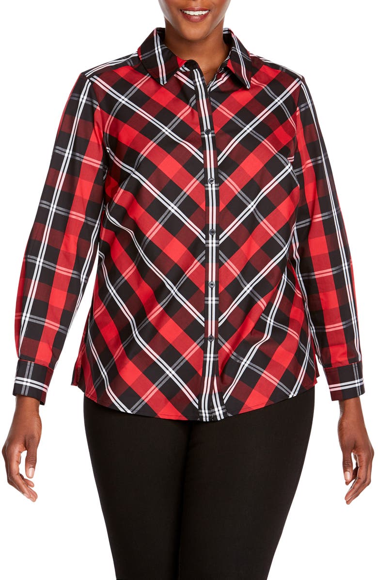 Foxcroft Tina Mackenzie Tartan Plaid Shirt, Main, color,