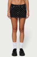 EDIKTED Freada Polka Dot Denim Miniskort