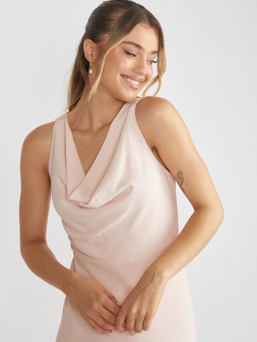 Six Stories Cowl Front Crepe Bridesmaid Dress In Neutral