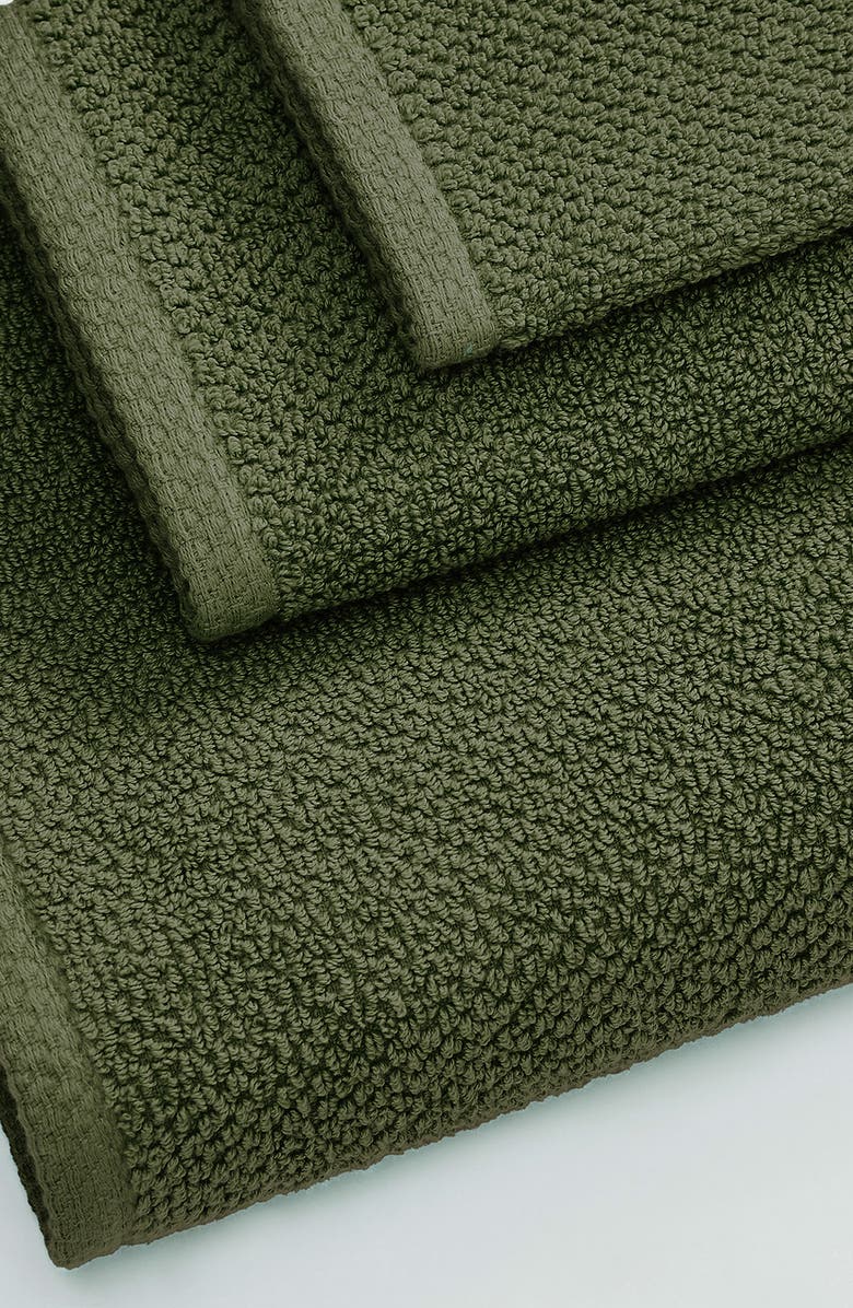 Woven & Weft Cotton 12-Pack Textured Washcloths, Alternate, color, Forest Green