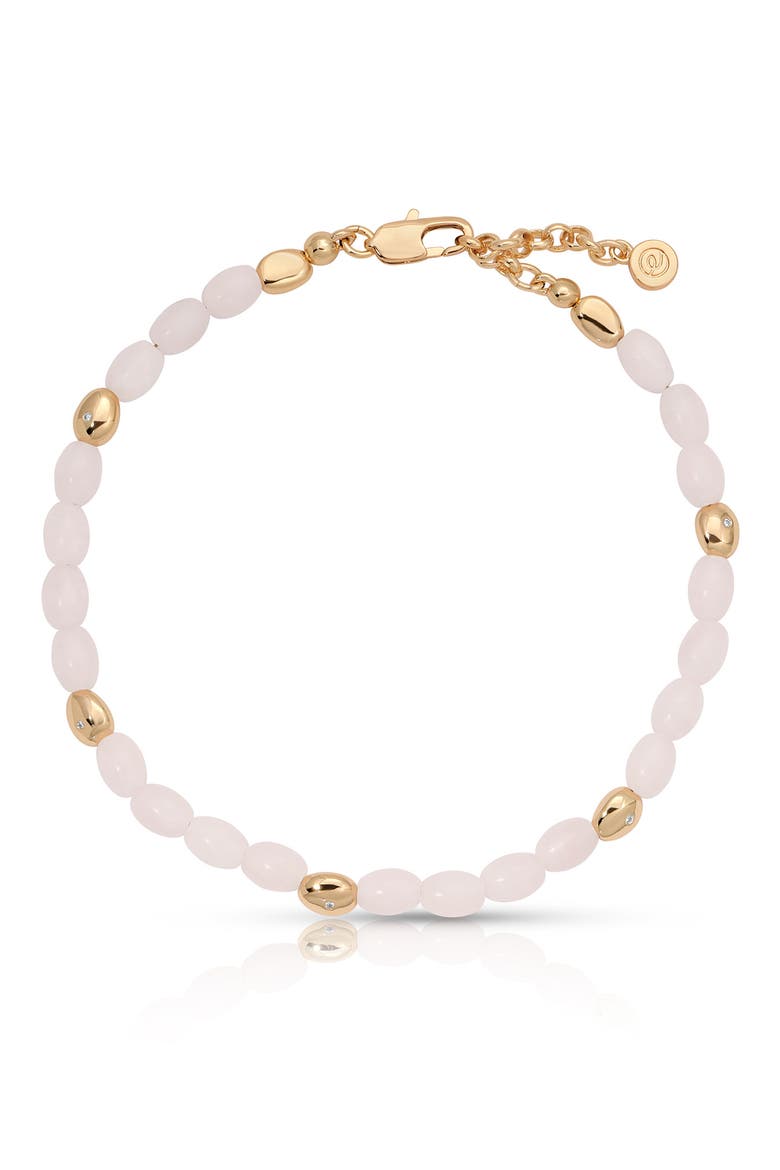 Freshwater Pearl Pebble Anklet, Main, color, ROSE QUARTZ