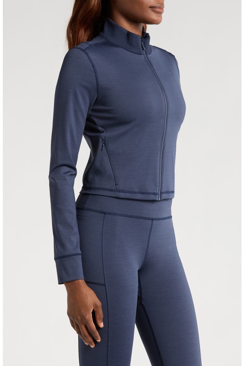 Moveknit Full Zip Crop Jacket, Alternate, color, HEATHER NAVY BLAZER