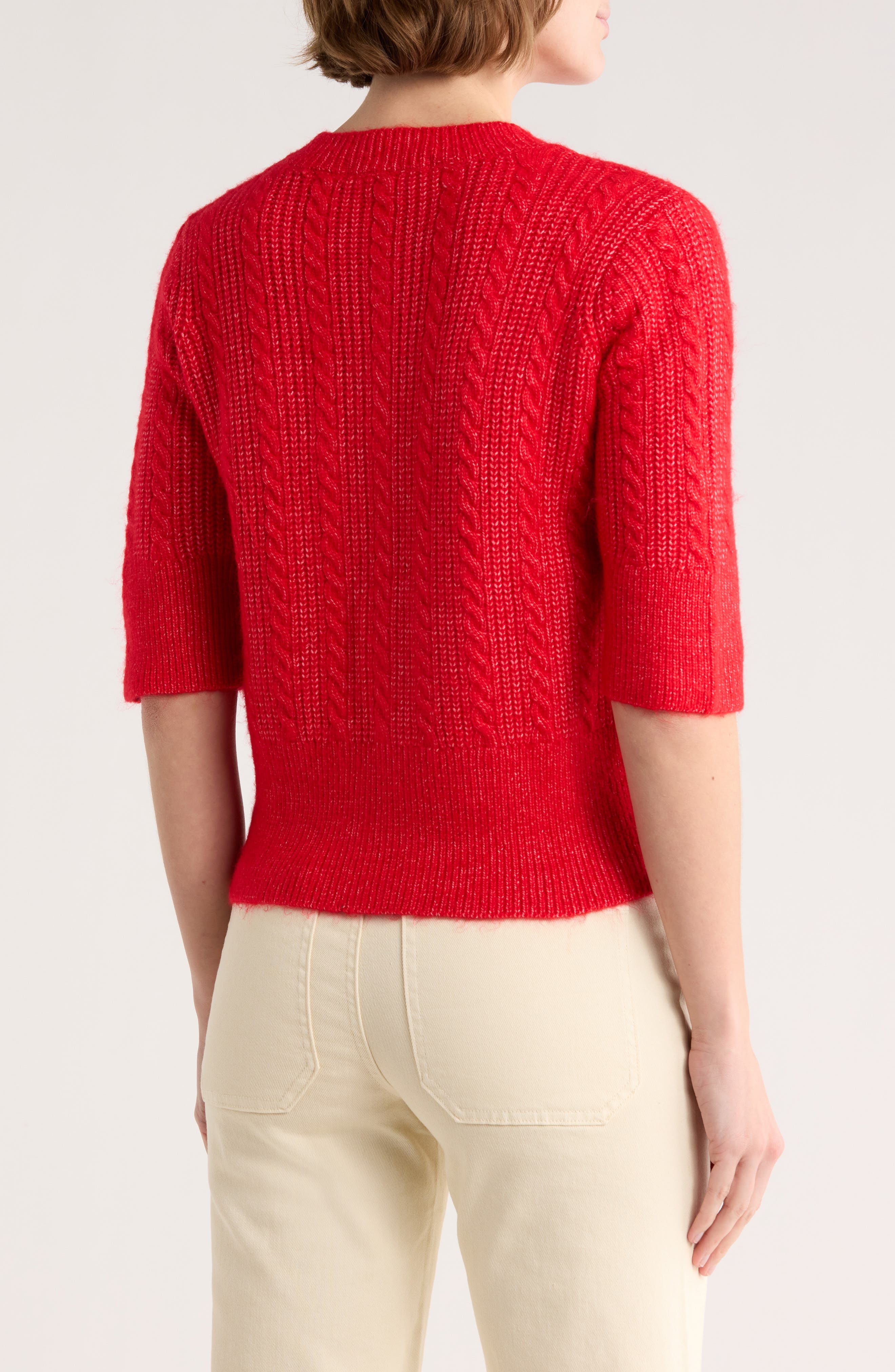 Short Sleeve Cable Stitch Cardigan - image 4