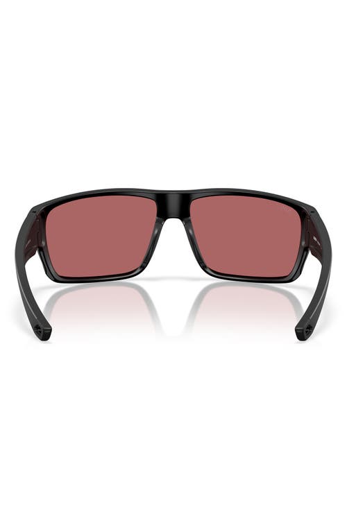 Costa Del Mar 64mm Polarized Rectangular Sunglasses In Matte Black/rose
