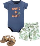 Hudson Baby Little Gent's Soft Cotton Bodysuit, Shorts & Footwear 3Pk