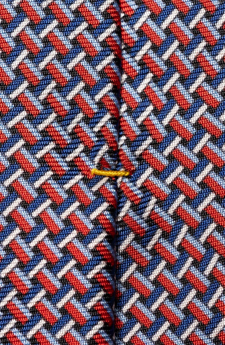 Eton Geometric Print Silk Tie, Alternate, color, Medium Red