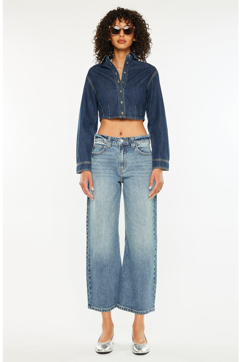 Daliah Mid Rise Loose Barrel Jeans, Main, color, Medium Wash