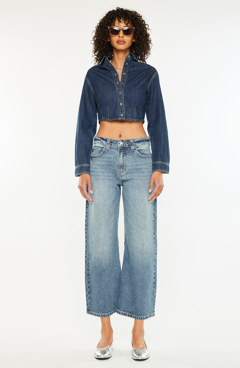 KanCan Daliah Mid Rise Loose Barrel Jeans, Main, color, Medium Wash