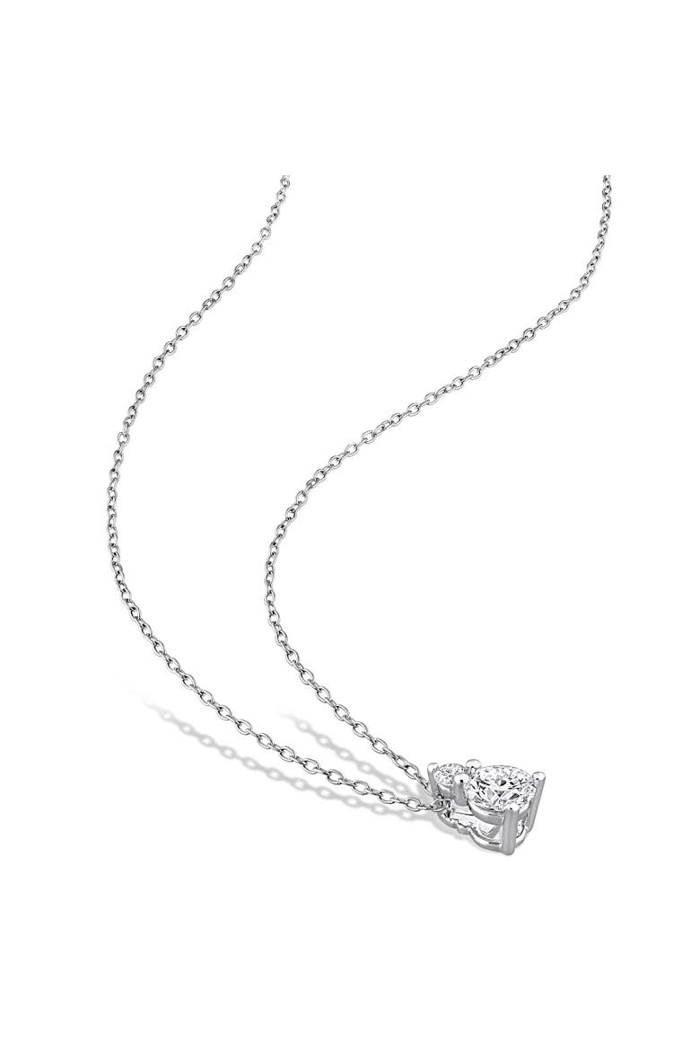 Lab-Grown Diamond Two-Stone Necklace, Alternate, color, Sterling silver