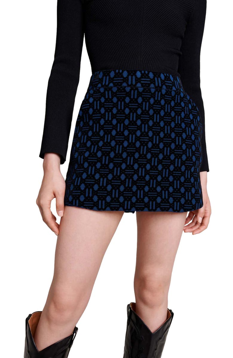 maje Velvet Jacquard Skort, Alternate, color,