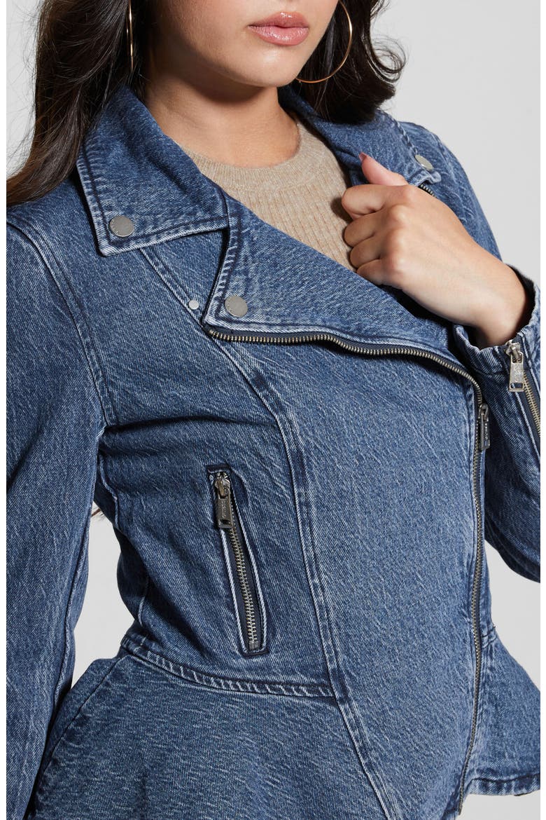 Denim Moto Jacket, Alternate, color, SYRUS