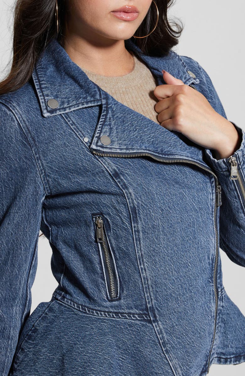 GUESS Denim Moto Jacket, Alternate, color, 