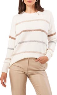 Vince Camuto Sequin Stripe Sweater