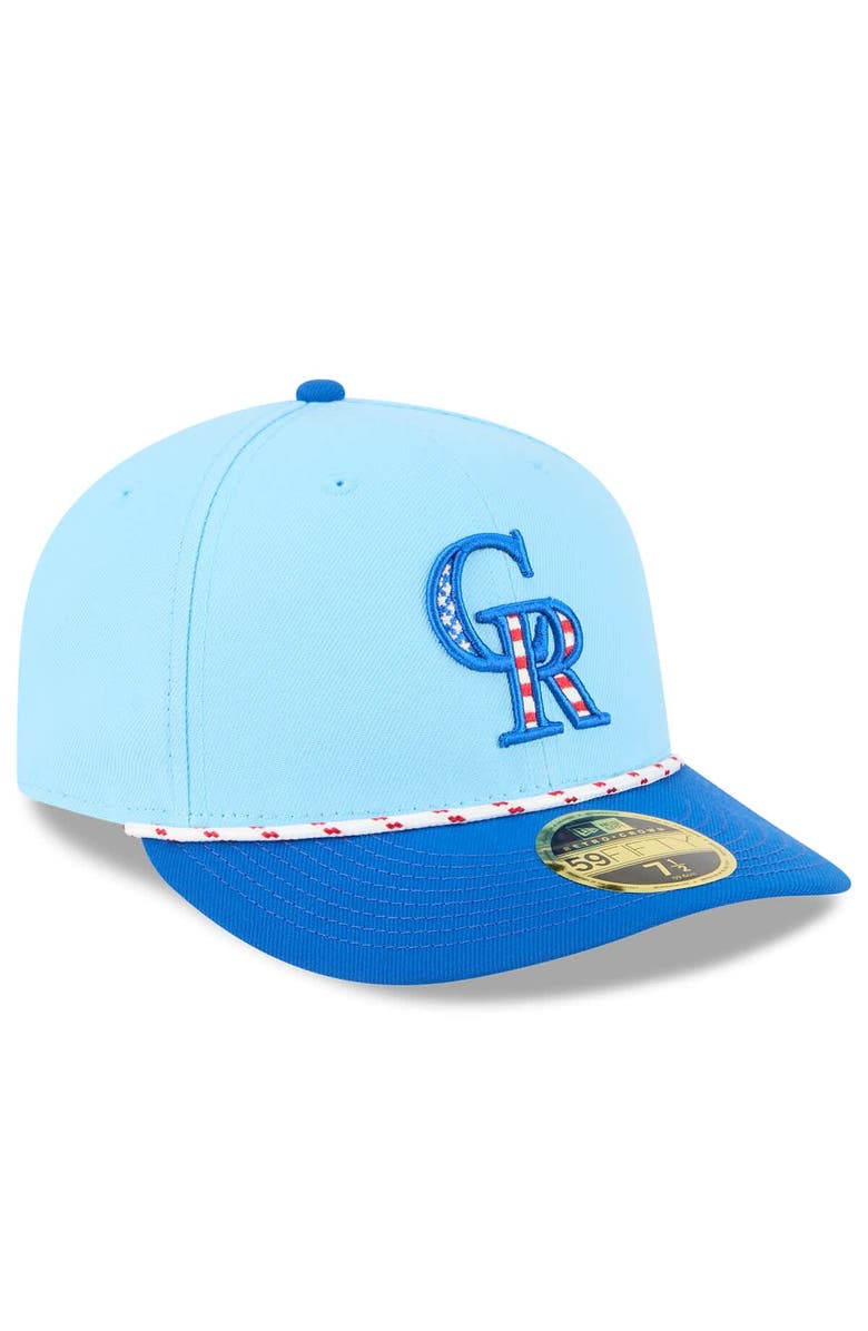 New Era Men's New Era Light Blue/Blue Colorado Rockies 2025 Fourth of July Low Profile 59FIFTY Fitted Hat, Alternate, color, Light Blue