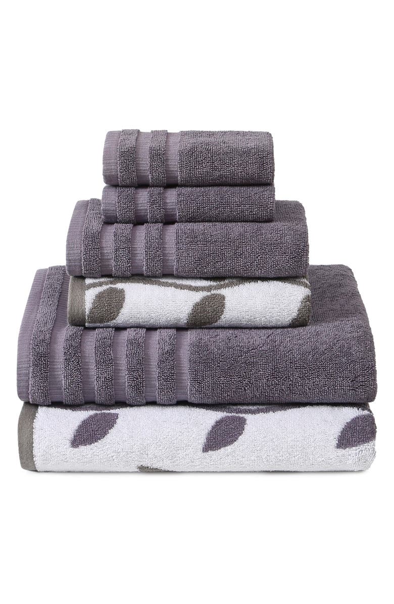 Modern Threads Yard Dyed 6-Piece Towel Set, Main, color, Grey Lavender