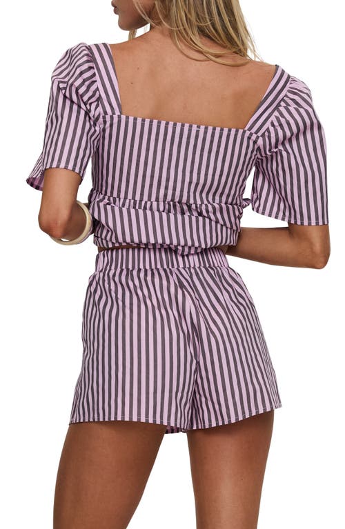 Princess Polly Two Young Hearts Stripe Cotton Top & Shorts Set In Pink
