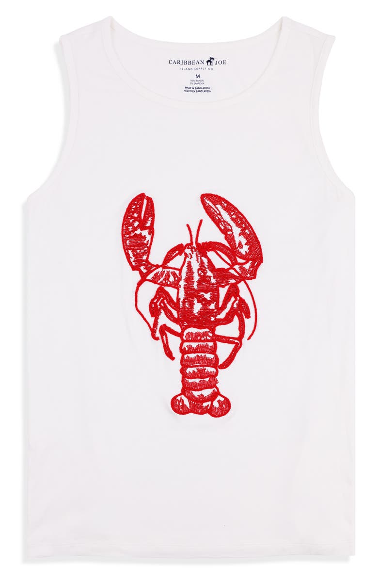 CARIBBEAN JOE The Everyday Embroidered Lobster Tank, Alternate, color, White Red