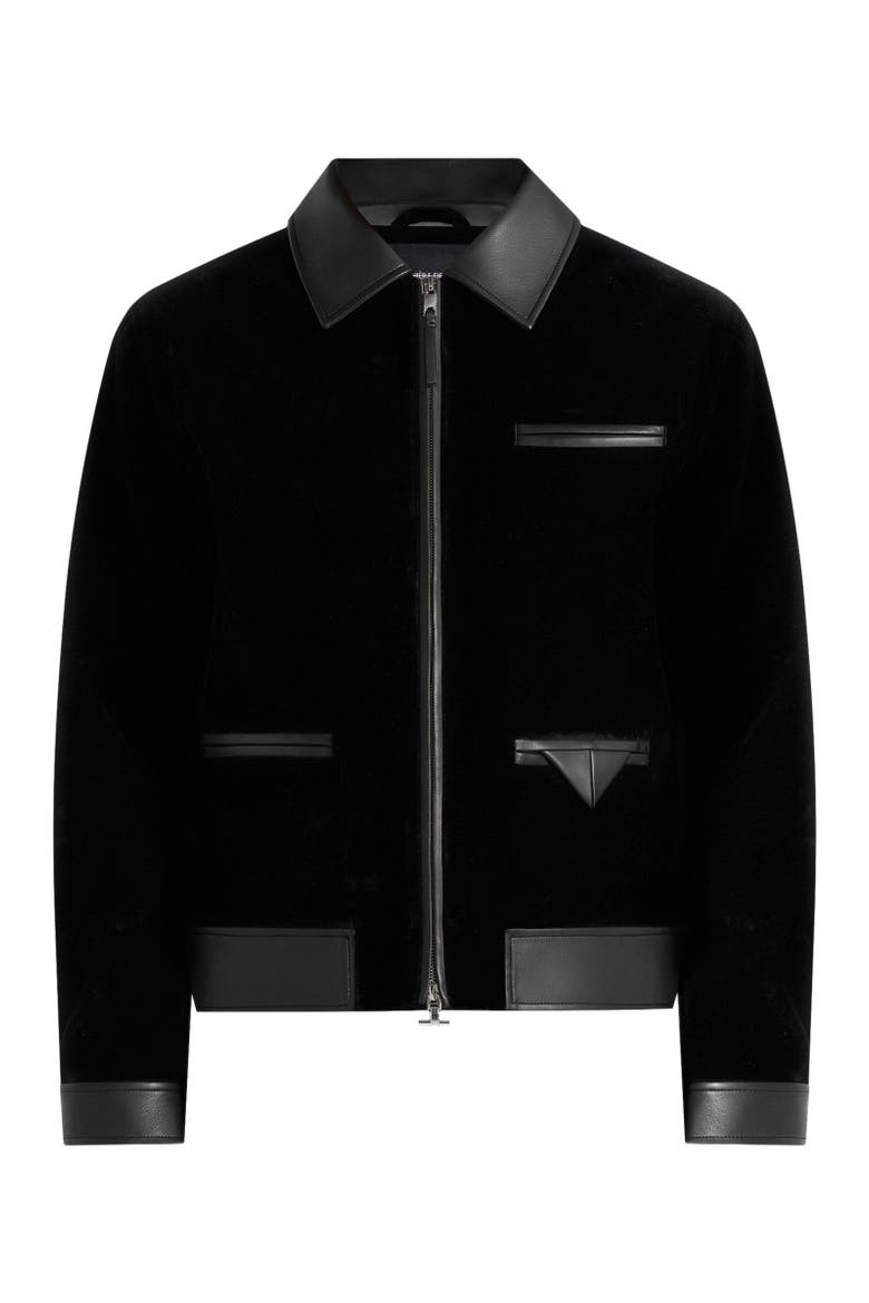 Tony Velvet & Leather Contrast Jacket, Alternate, color, Black