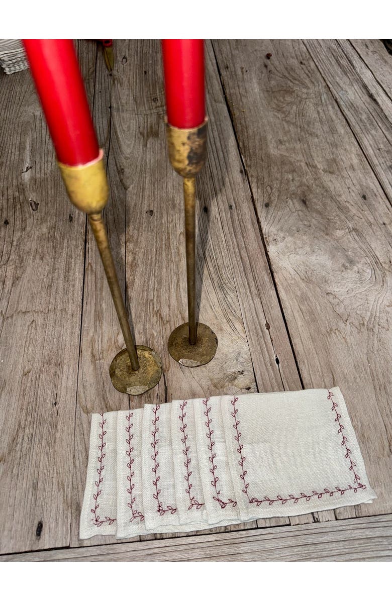 MAJKA Holiday Vine Cocktail Napkins, Alternate, color, Beige