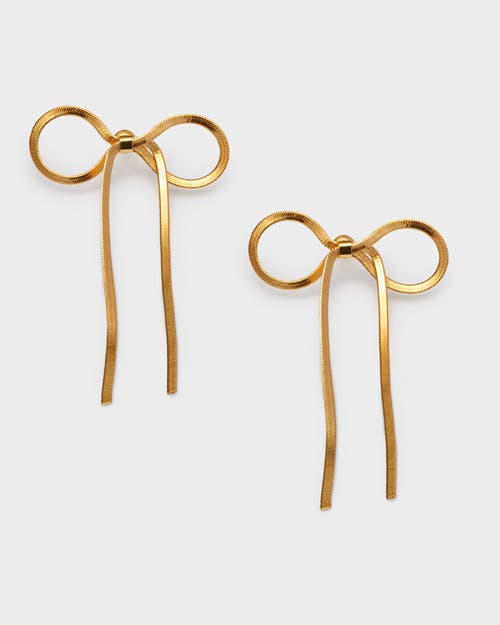 Katie Loxton Amelie Waterproof Gold Bow Oversized Earrings In Gold