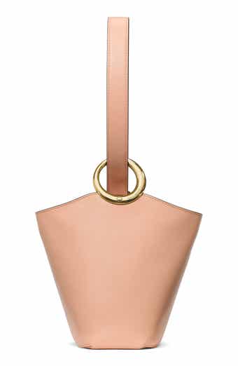 mini halo fine grain leather bucket bag