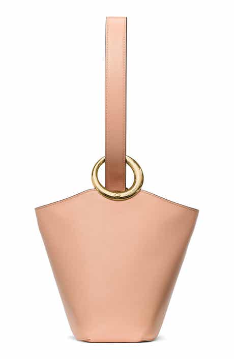 mini halo fine grain leather bucket bag