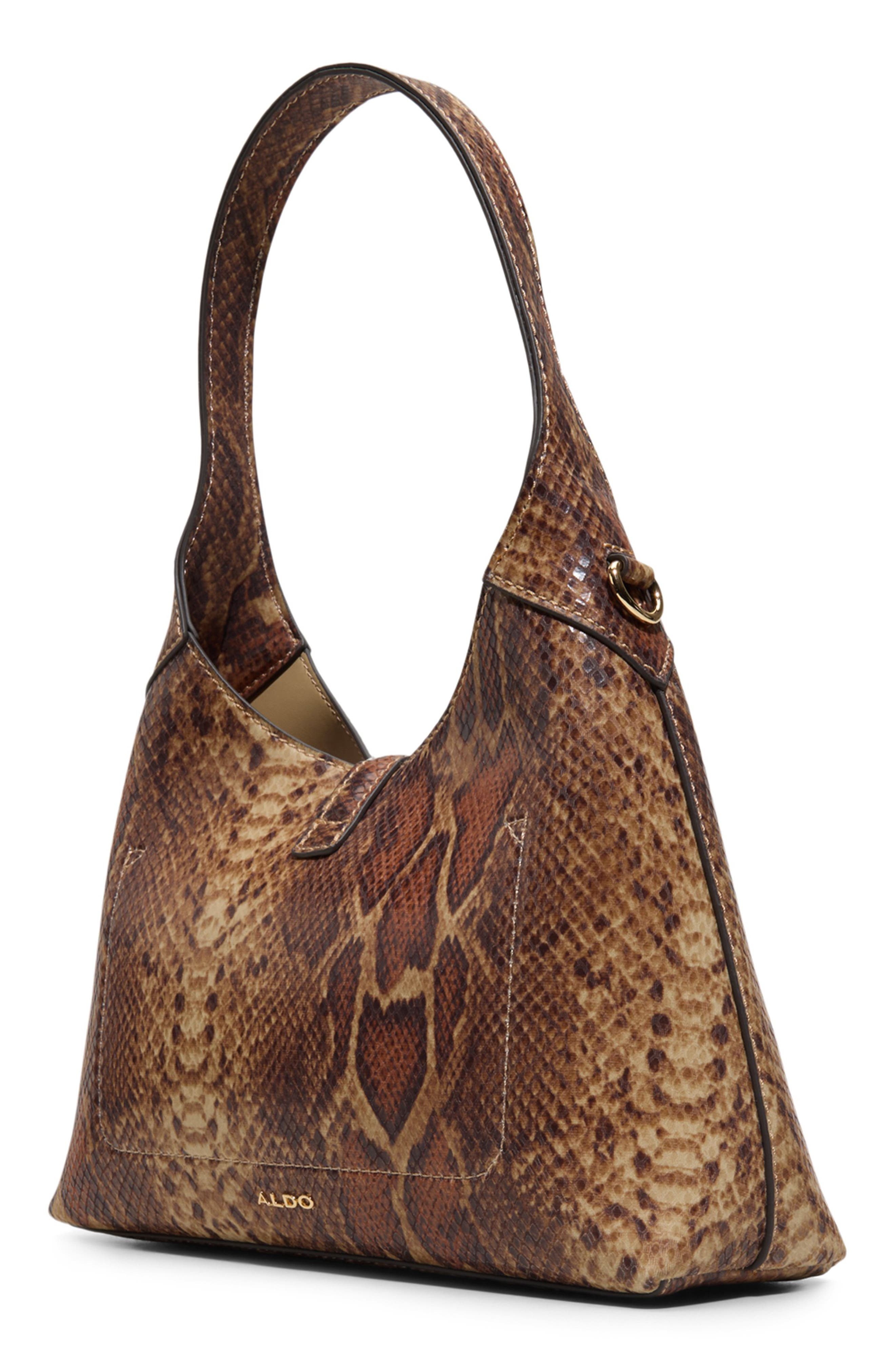 ALDO Harperminii Snake Embossed Shoulder Bag, Alternate, color, Other Brown