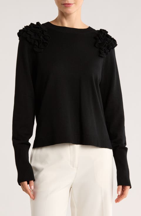 Ruffle Crewneck Sweater