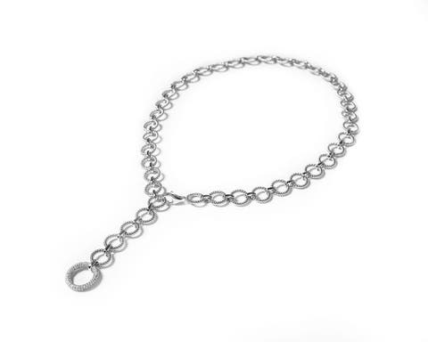 Modern Circle Link Necklace with moissanite stone