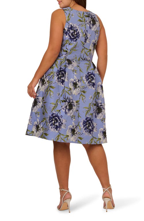 ADRIANNA PAPELL ADRIANNA PAPELL FLORAL JACQUARD FIT & FLARE COCKTAIL DRESS